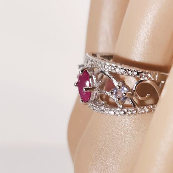 Genuine African Ruby Ring Sterling Silver Size 7 - Picture 10 of 10